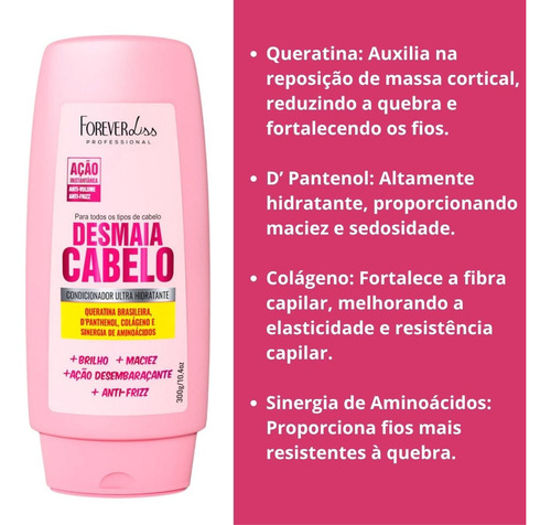 Kit 05 Itens Desmaia Cabelo Ultra Hidratante Forever Liss