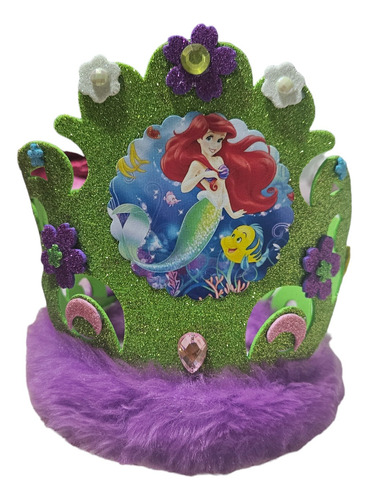 Corona Festejada La Sirenita Ariel Cotillón Cumpleaños Niñas