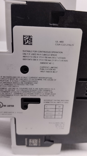 Allen Bradley 140ut-d7d3-c25 Circuit Breaker Motor 3 Pole (Usado)