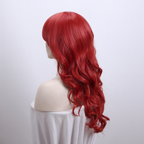 Peluca De Cosplay Roja Larga Y Ondulada De 60 Cm Color Red