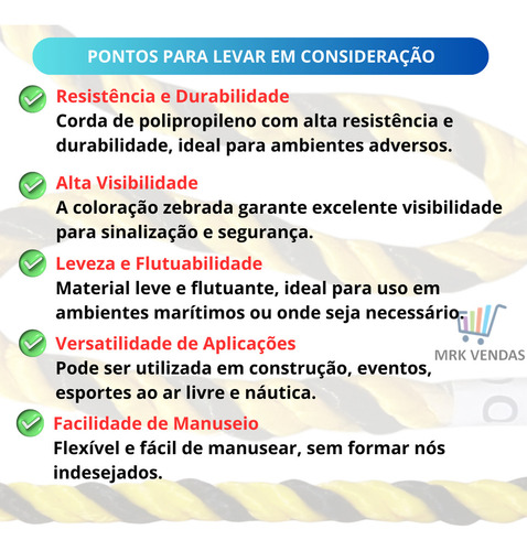 Corda Zebrada 12mm 100m Carnaval Praia Sinalização Contenção