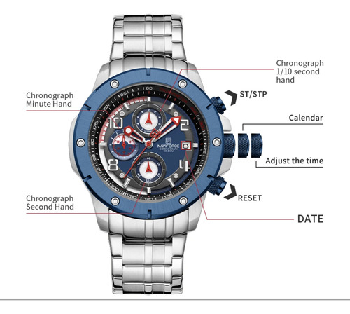 Reloj Nvforce 46mm Acero Inox Cronos Tipo Invicta Casio (Usado)