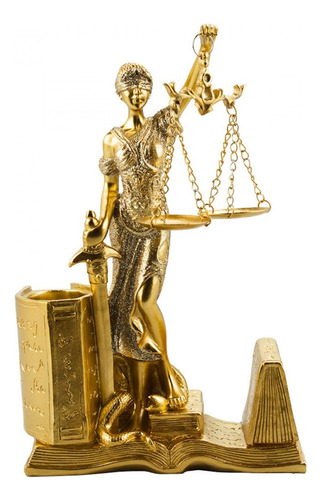 Estátua Decorativa Deusa Da Justiça / Direito Porta Caneta Cor Dourado