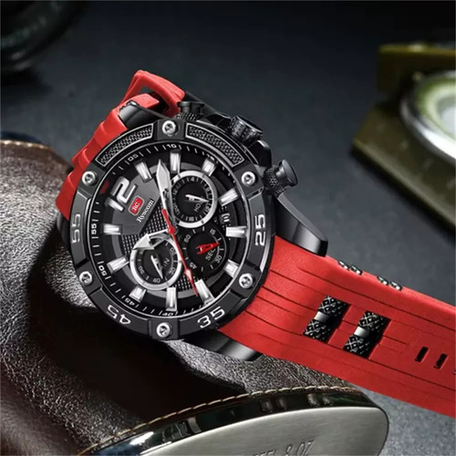 Reloj Para Hombre Marca Ryscom Sub Esferas Minutos Segundos Correa De Silicona Caja De Acero Inoxidble Mancillas Luminosas Verde Por La Noche Deportivo 3atm Calendario