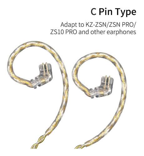 Cable Para Audífono Monitor In Ear Kz Mejorado Oro Y Plata