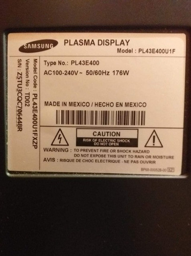 Imagen 2 de 3 de Televisor Samsung 42 Pulgadas Plasma Repuesto