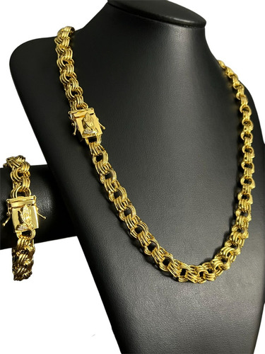Kit Friso Triplos 12mm Fecho Mão Orando Banhado A Ouro 18k