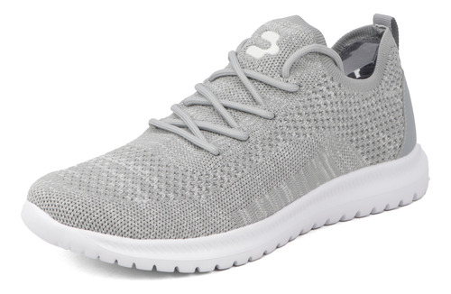 Tenis Para Hombre Cómodos Transpirables Charly Gris/blanco Tallas 25-29 Mod. 1029728