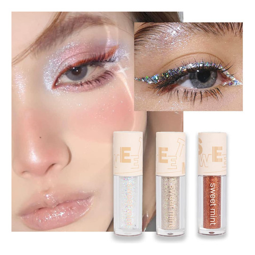 Set De Sombras De Ojos Liquid Sparkling Glitter Shake, 3 Uni
