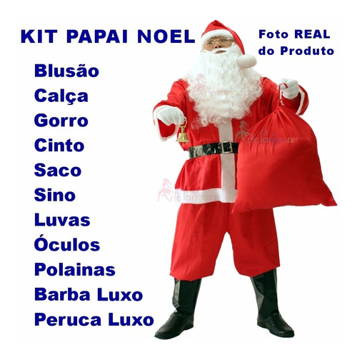 Roupa Kit G7 Extragrande Para Papai Noel Fantasia Com 11 Pçs