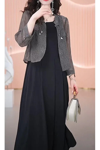 Traje De Falda Larga Negro De Color Liso Estilo Urbano