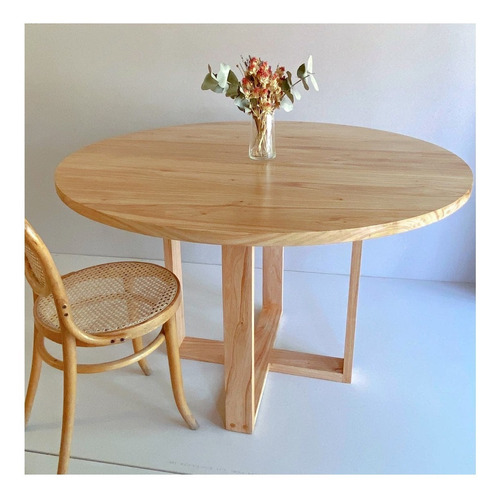 Mesa De Comedor Redonda Madera Maciza 100cm Paraíso 