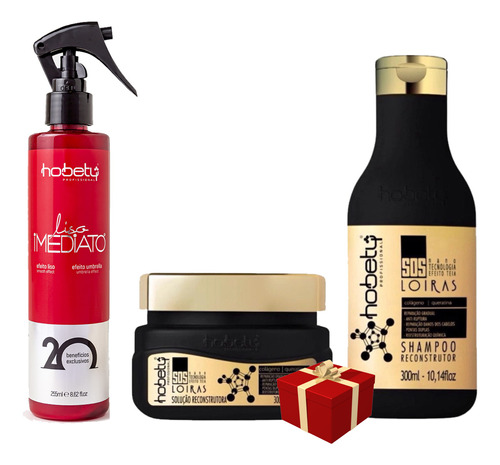 Hobety Kit Sos Loiras Sha Masc 300g + Liso Imediato 255ml