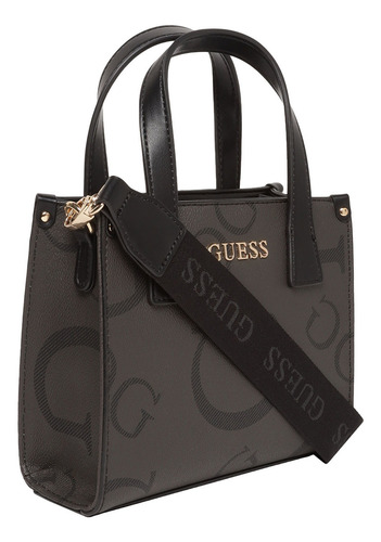 Bolsa Guess Factory Cg969281-coa Acabado De Los Herrajes Níquel Color Negro Correa De Hombro Negro Diseño De La Tela Lisa