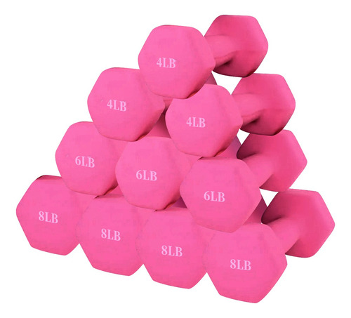 2pcs Mancuernas Hexagonales Pesas 1/8lb Para Gym Y Ejercicio Rosa 5lb