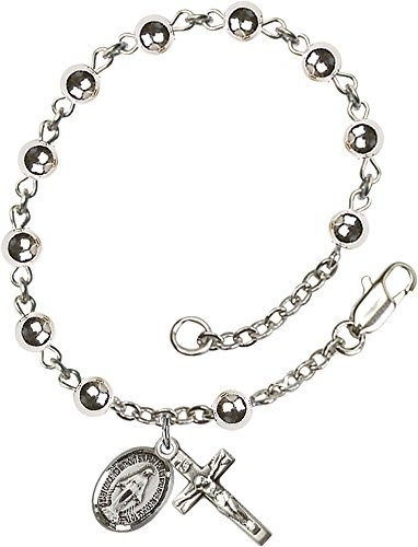 Pulsera De Rosario De Plata De Ley