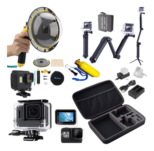 Kit Mala Dome Estanque Película Capa P Gopro Hero 5 6 7 Blac