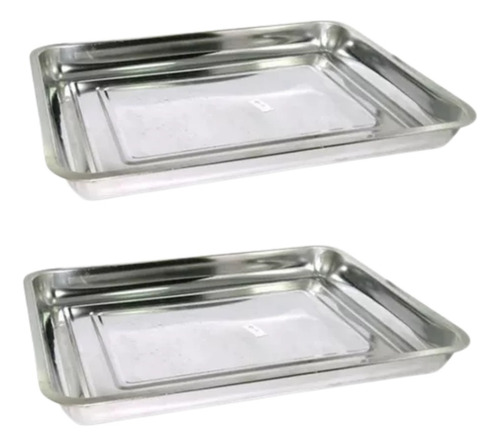 Asadera Fuente Bandeja 45x35 Cm X2unidades Acero Gastronomía