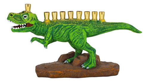 Menorah/candelabro Zion Judaica Dinosaurio Verde
