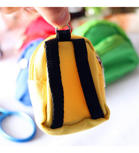 Q 3 Mini Bolso De Muñeca Mochila Con Cremallera Amarillo