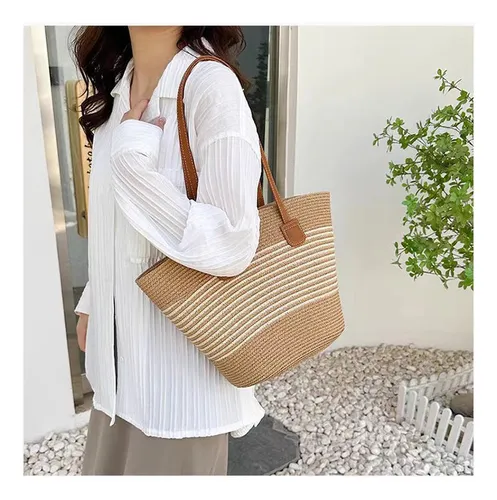 Bolso De Natural Boho Playero -tote Verano Con Gran Playa