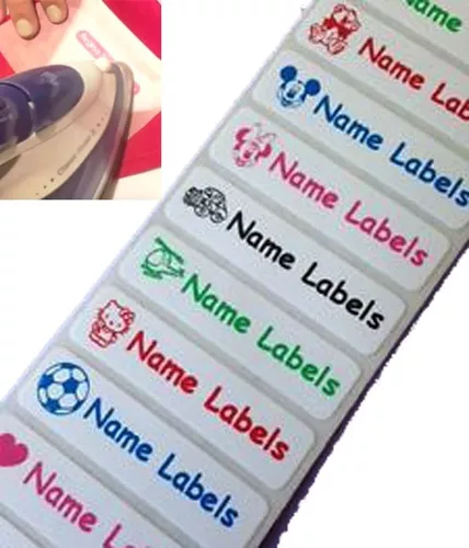 155 etiquetas de nombre personalizadas para niños, 100 etiquetas  termoadhesivas para ropa y 55 etiquetas de nombre para suministros  escolares, ropa de