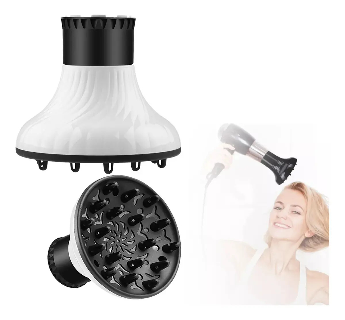 Secadora Cabello Difusor Silicona Accesorios Para El Cabello Blanco