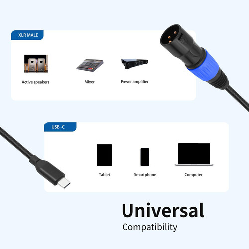 Usb C A Xlr Macho Cable Usb Xlr De Salida Xlr Fácil 200cm