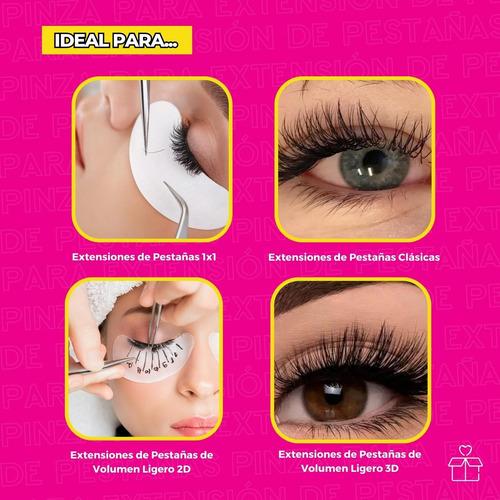 10 De Pinzas Para Extensiones Pestañas Postizas Mink Rosa