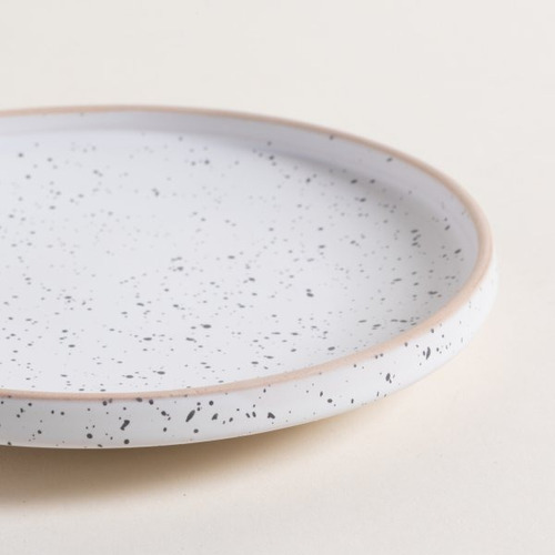 Plato Postre Tozeur Dots Blanco Con Borde Natural De 20cm