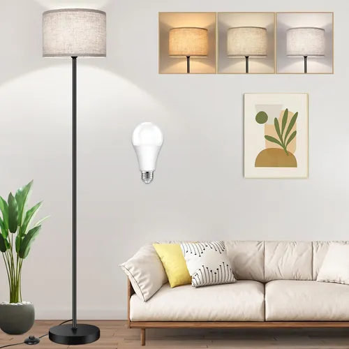 Abajur de chão com cúpula e três níveis de intensidade de luz