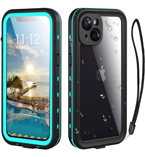 Funda Para iPhone 13, Transparente/sumergible/azul