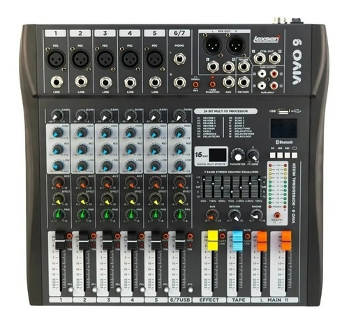 Consola Mixer Lexsen Vivo 9 Usb Bluetooth Efectos 5ch 1st