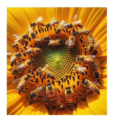 Vinilo 30x30cm Flores Y Abejas Miel Naturaleza Bees M3