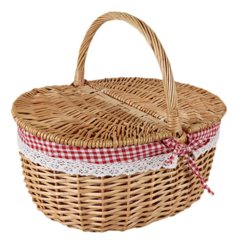 Cesta De Vime Para , Armazenamento De Grande Vermelho Branco