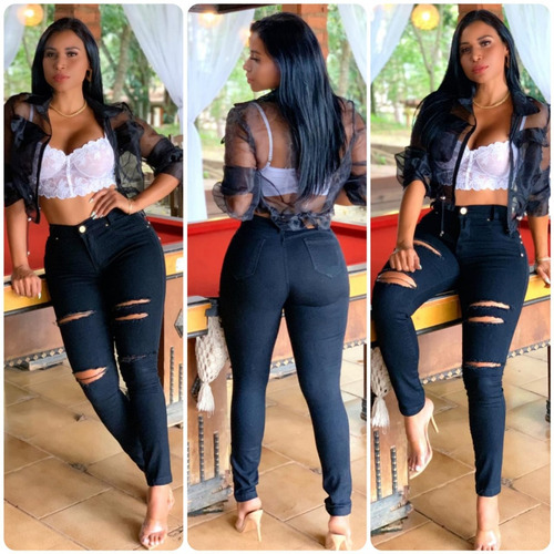 Calça Skinny Preta Jeans Cs003 By Bellatotti