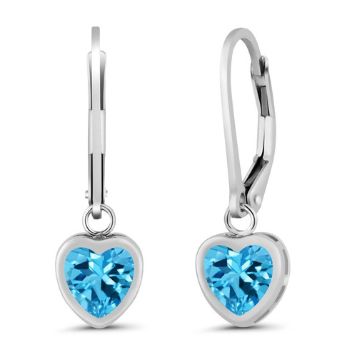 Aretes De Topacio Azul Suizo De Plata Esterlina