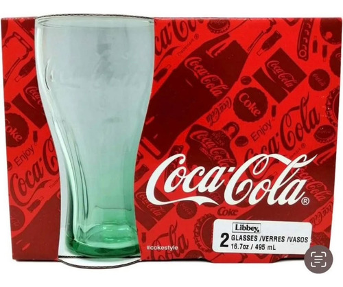 Juego De 2 Vasos Clásicos De Coca Cola De Vidrio, 17 Onzas Transparente