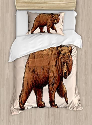 Ambesonne Bear Duvet Cover Sets, Ink Drawing Style 8kh8t