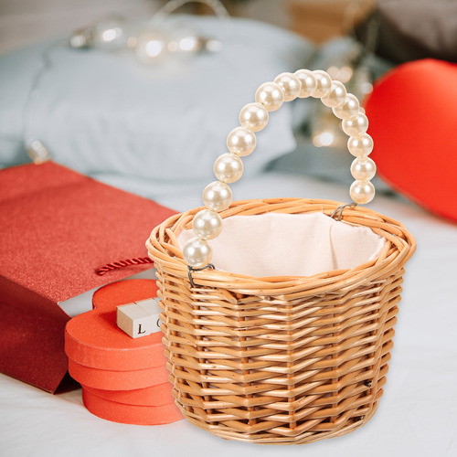 Cesta De Mano Caperucita Roja, Con Forma De Perla, Portátil