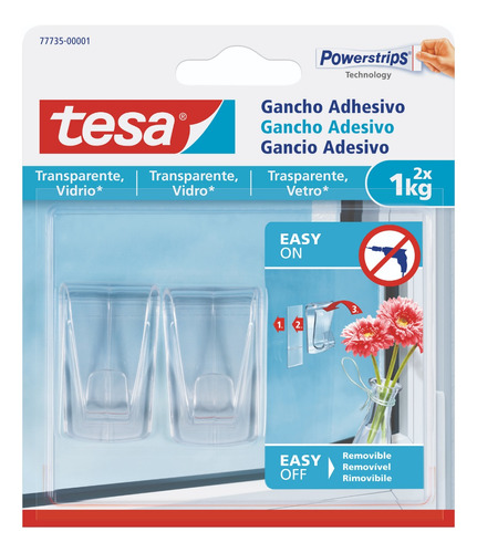 Gancho Adhesivo Removible Tesa Superficies Transparentes