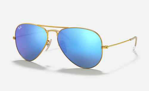 Óculos De Sol Ray Ban Aviator Flash Lenses Espelho Azul-celeste Dourado (Usado)