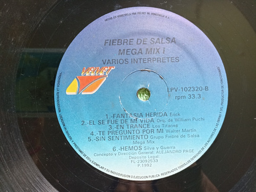 Eam Lp Vinilo Fiebre De Salsa Megamix 1992 Los Titanes Erick (Usado)