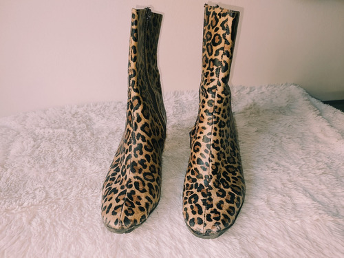 Hermosas Botas De Cuero Animal Print- Como Nuevas-