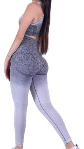 Conjunto Seamless Leggins Y Top Gris Unitalla 