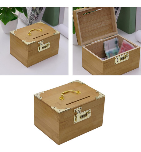 Caja De Almacenamiento Vintage De Madera Tipo Alcancía Con C