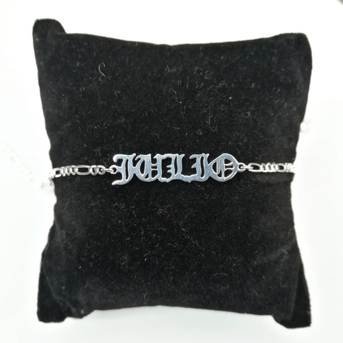 Pulsera Con Nombre Para Tobillo De Plata Ley 925 Para Hombre Largo 27 cm