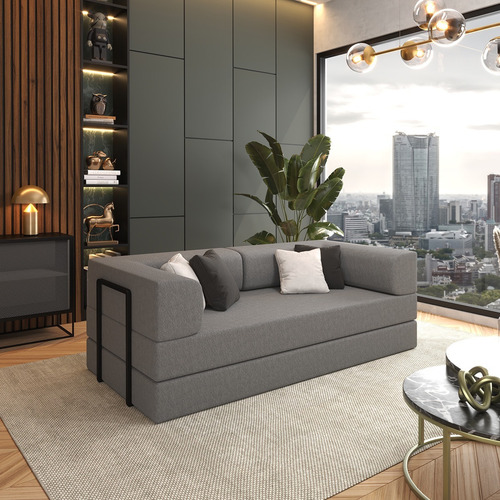 Puff Na Caixa Multiuso 3 Em 1 Sofá Modular 2 Lugares Cama