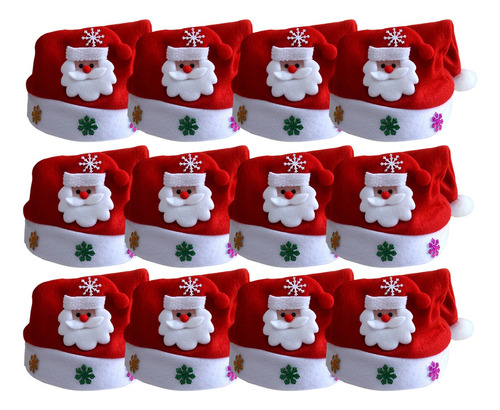 12 Gorros Santa Claus Niño Navideños Navidad Infantil