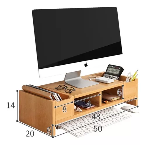 HOMER DESIGN Elevador De Monitor Con Hub Usb Madera Porta Pad